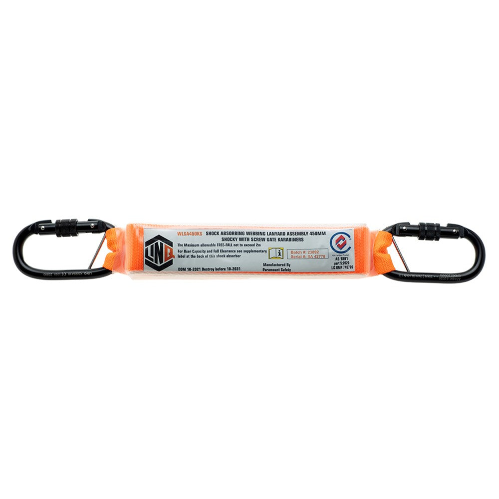 Linq Shock Absorbing 450Mm Assembly With Perm Attached Karabiners Screw Gate