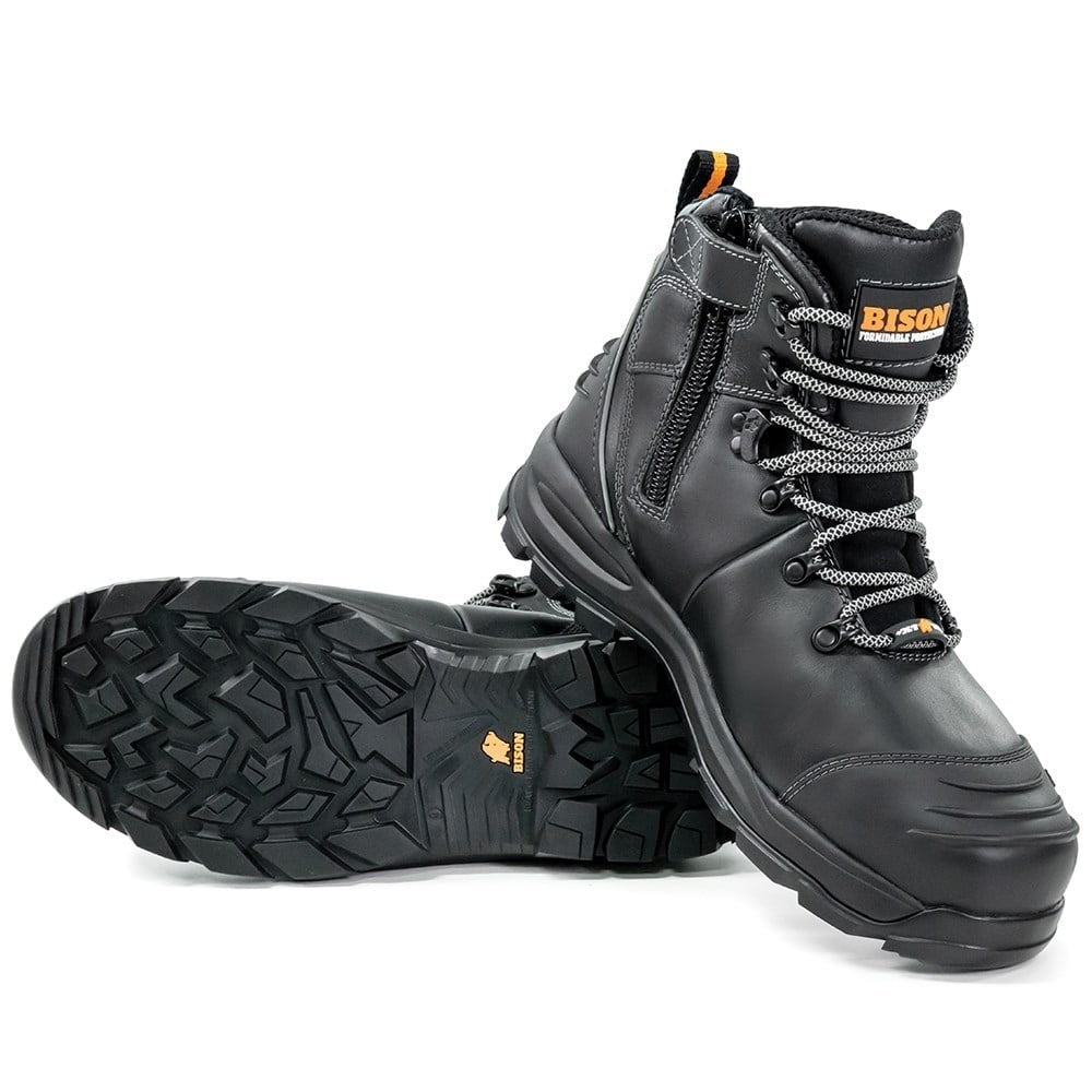 Bison Xt Zip Side Lace Up Safety Boot - 3 colour options