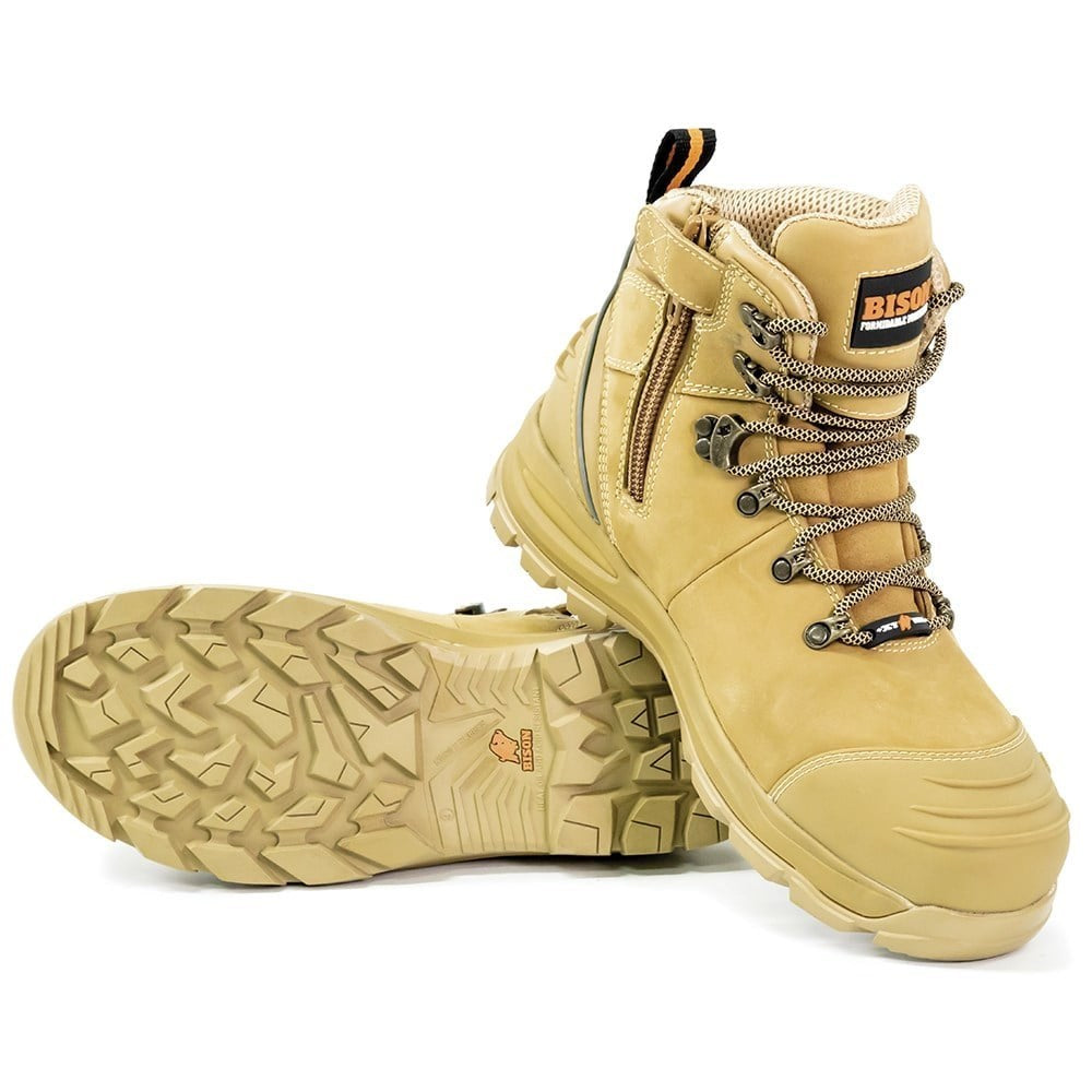 Bison Xt Zip Side Lace Up Safety Boot - 3 colour options
