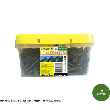 Macsim Type 17 Batten Hex Drive EM Coated screws- 14g x length x box quantity