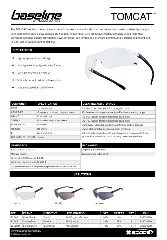 Scope Clone Safety Glasses - 10 pairs in 2 Lens Colour Options
