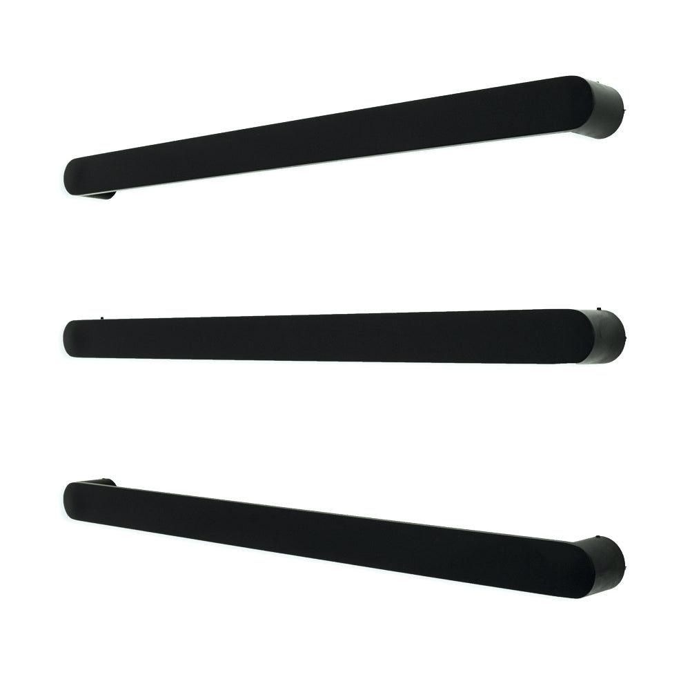 RADIANT BLK-ASPEN Single SQUARE Bar Matt BLACK HEATED Towel Rail round end