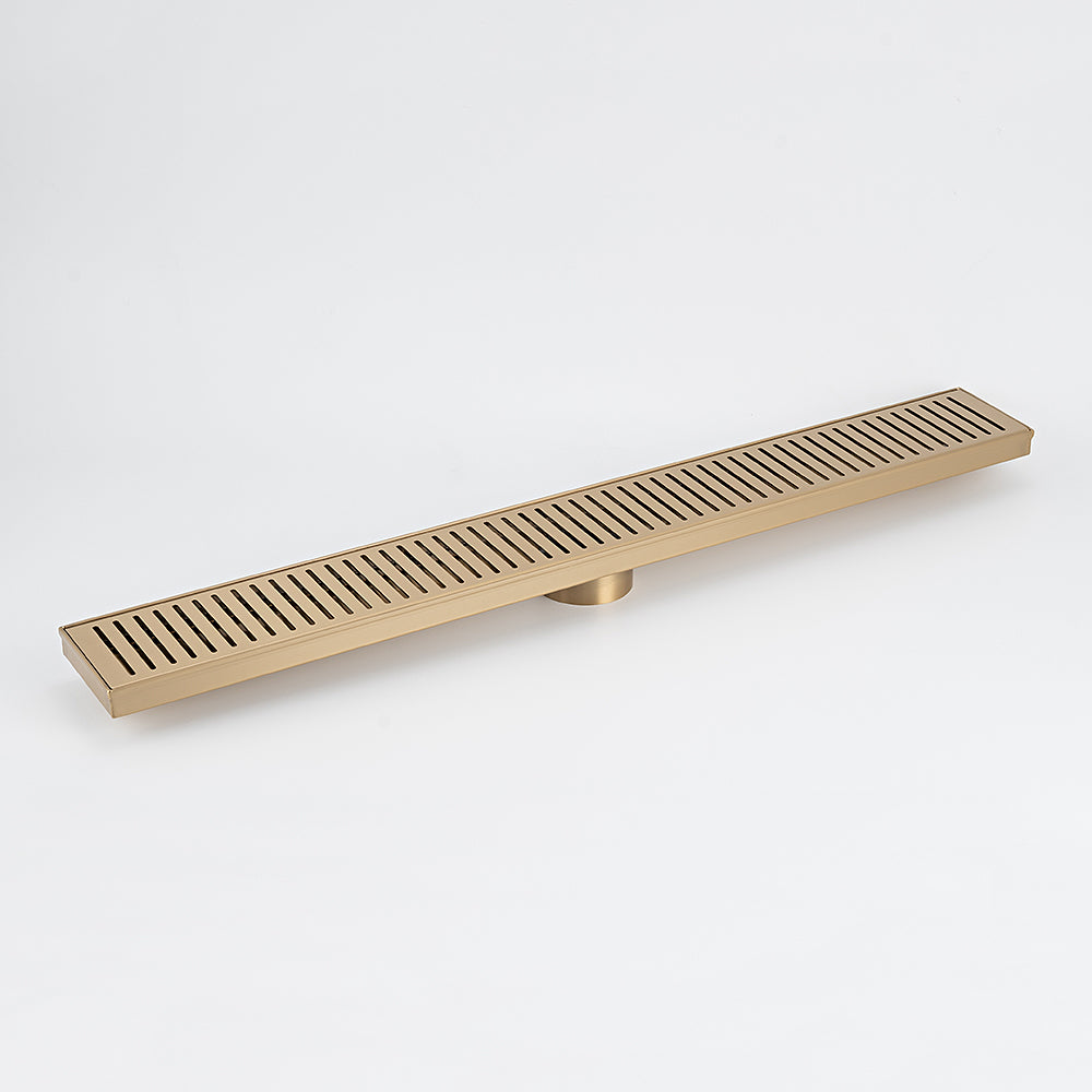 Radiant Warm Brushed Nickel Linear Slotted Floor Grate 100mm x Length x 74mm Outlet