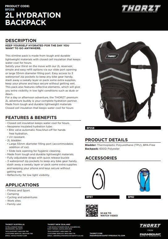 Thorzt Hydration Backpacks and replacement parts