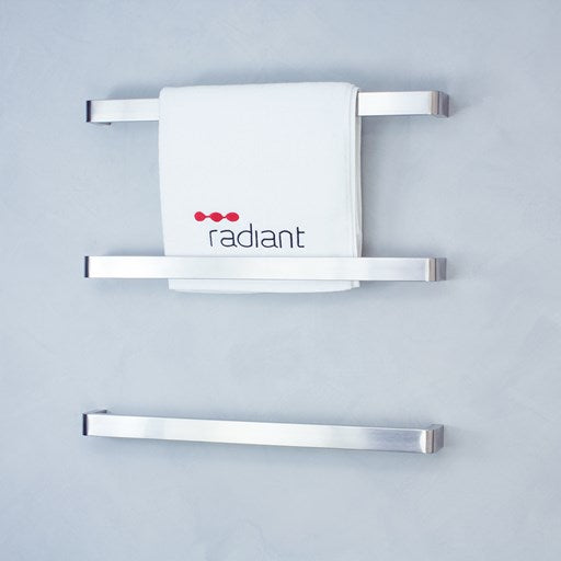 Radiant Single SQUARE WITH ROUNDED ENDS Bar NON-HEATED Towel Rails (NH-VAIL) - Various Widths and Colour Finishes