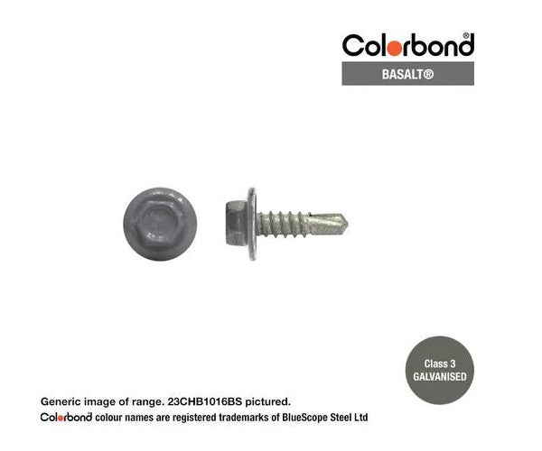Macsim Hex Washer Face Self Drilling Galvanised PAINTED HEAD Screws - Box of 1000 - Various Sizes and Colours