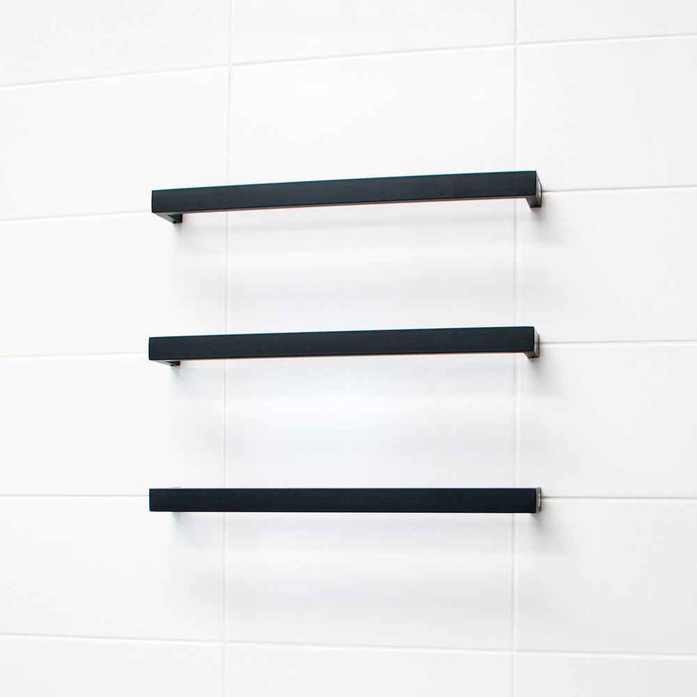 Radiant Single SQUARE Bar Heated Towel Rail Kits (SBSTR) - Various Widths, Colour Finishes and Number of Bars Available