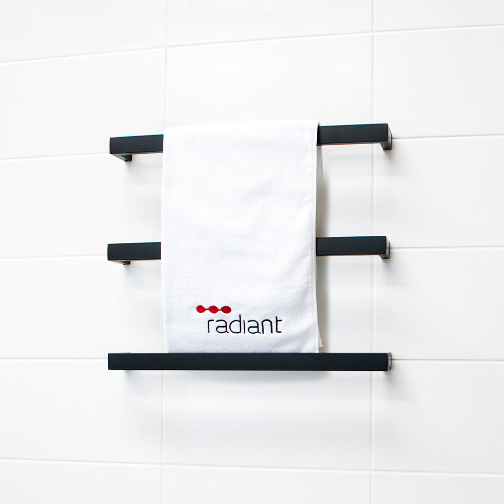 Radiant Single SQUARE Bar Heated Towel Rail Kits (SBSTR) - Various Widths, Colour Finishes and Number of Bars Available