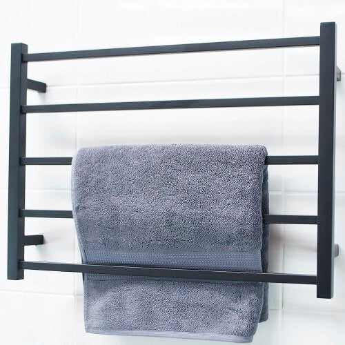 Heated Towel Rail BSTR03 BLACK Square Bar 750 x 550mm