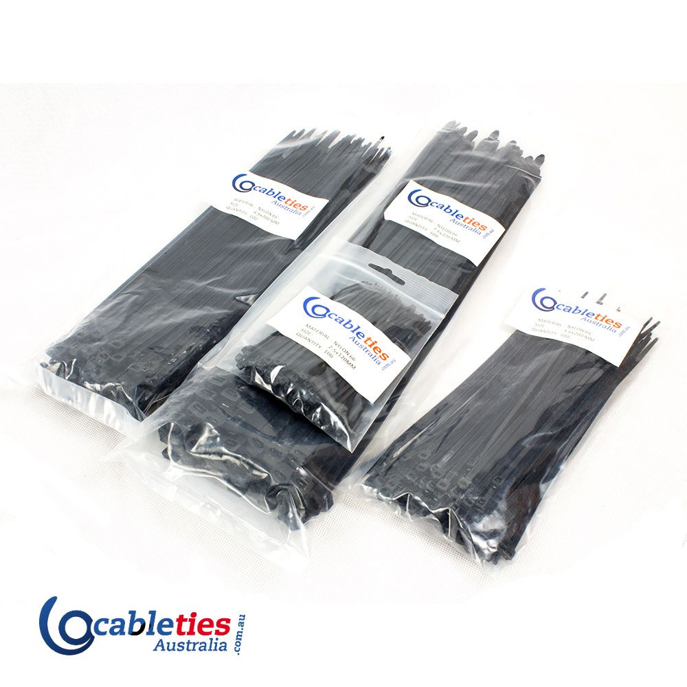 Nylon Cable Ties Black 2.5mm x 100mm or 120mm - Pack of 100 Ties