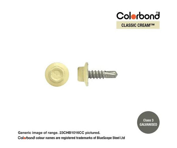 Macsim Hex Washer Face Self Drilling Galvanised PAINTED HEAD Screws - Box of 1000 - Various Sizes and Colours