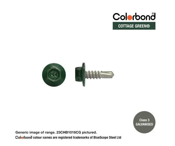 Macsim Hex Washer Face Self Drilling Galvanised PAINTED HEAD Screws - Box of 1000 - Various Sizes and Colours