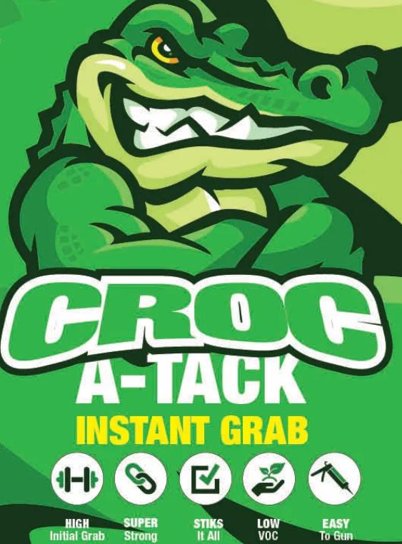Croc A-Tack Instant Grab Adhesive Sealant Black, Grey or White- Box of 20