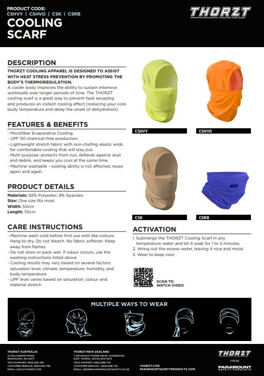 Thorzt Cooling Scarf - Various Colour Options