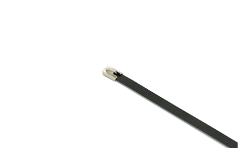 316 Stainless Steel Black Polyester Coated Cable Ties 7.9mm Wide - Pack of 100 - Various Lengths