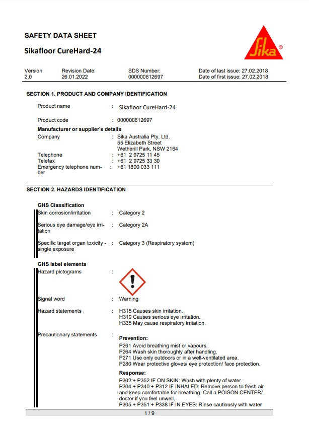 SikaFloor CureHard-24 Sealer - 20L