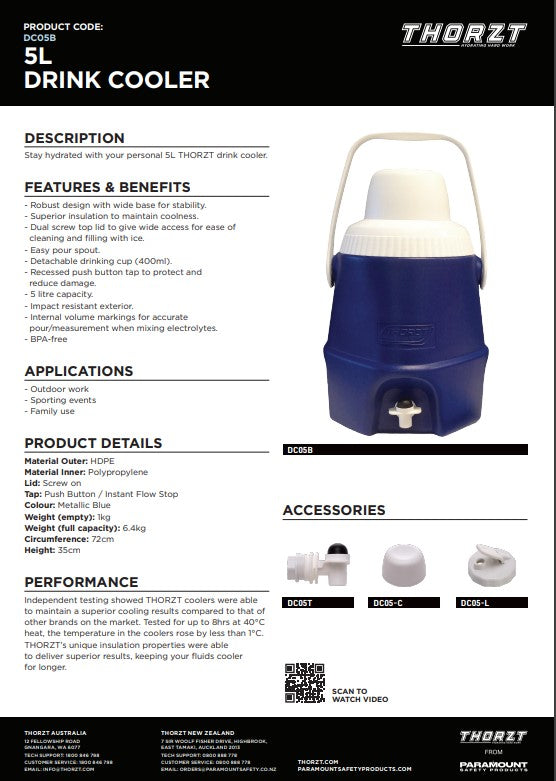 Thorzt Drinks Cooler - Tap No Tap in 5 Capacity Sizes