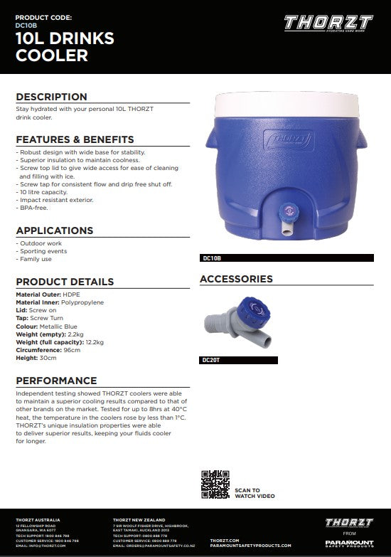 Thorzt Drinks Cooler - Tap No Tap in 5 Capacity Sizes
