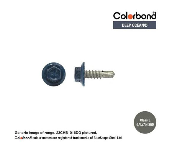 Macsim Hex Washer Face Self Drilling Galvanised PAINTED HEAD Screws - Box of 1000 - Various Sizes and Colours