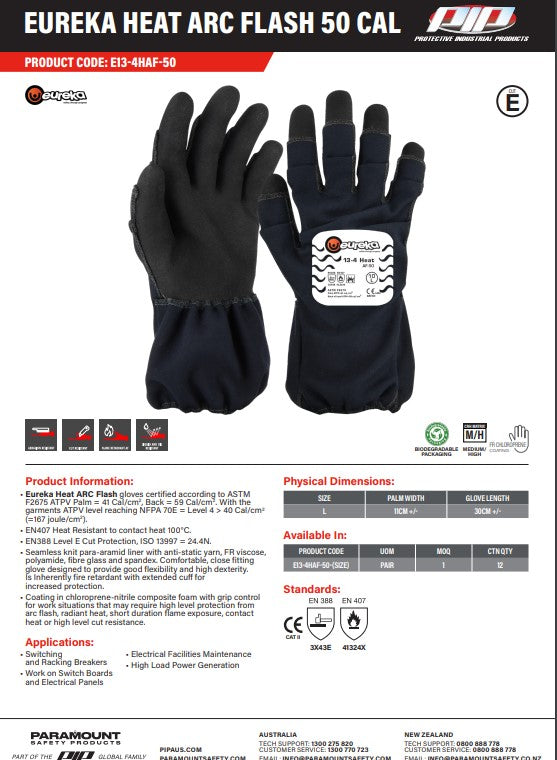 Eureka Heat Arc Flash Gloves - 1 pair 5 Size Options