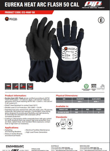 Eureka Heat Arc Flash Gloves - 1 pair 5 Size Options