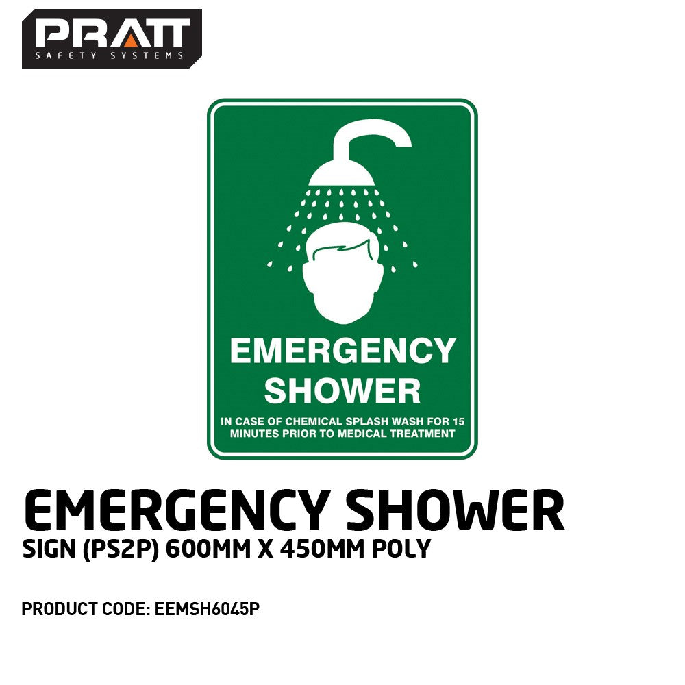 Pratt Emergency Shower & Eyewash Signs and Optional Wall Mounting Brackets