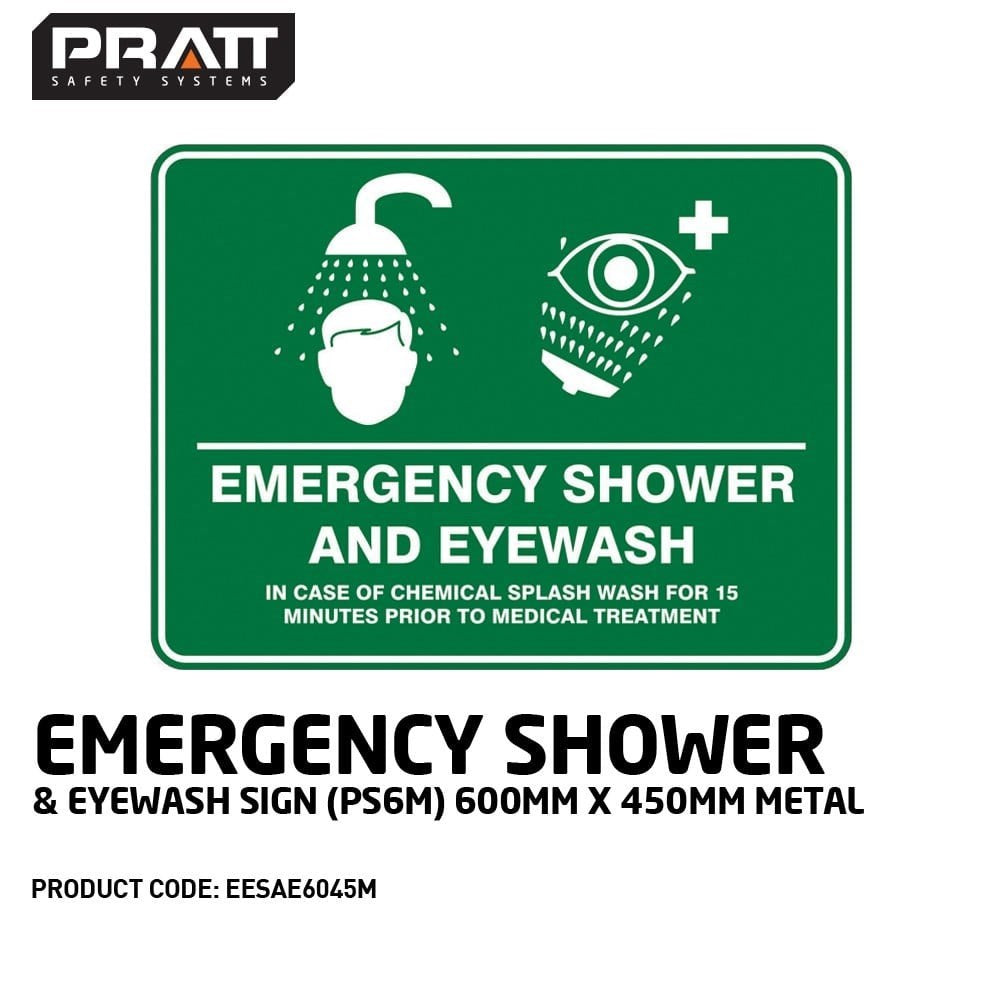 Pratt Emergency Shower & Eyewash Signs and Optional Wall Mounting Brackets