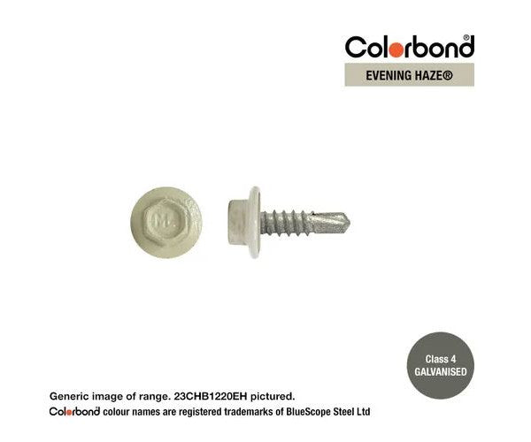 Macsim Hex Washer Face Self Drilling Galvanised PAINTED HEAD Screws - Box of 1000 - Various Sizes and Colours