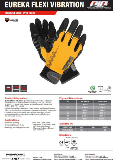 Eureka Flexi Vibration Gloves - 1 Pair 5 Size Options