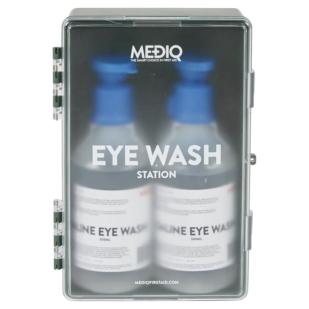 MEDIQ Emergency Eyewash Saline Solution - Bottles and Stations