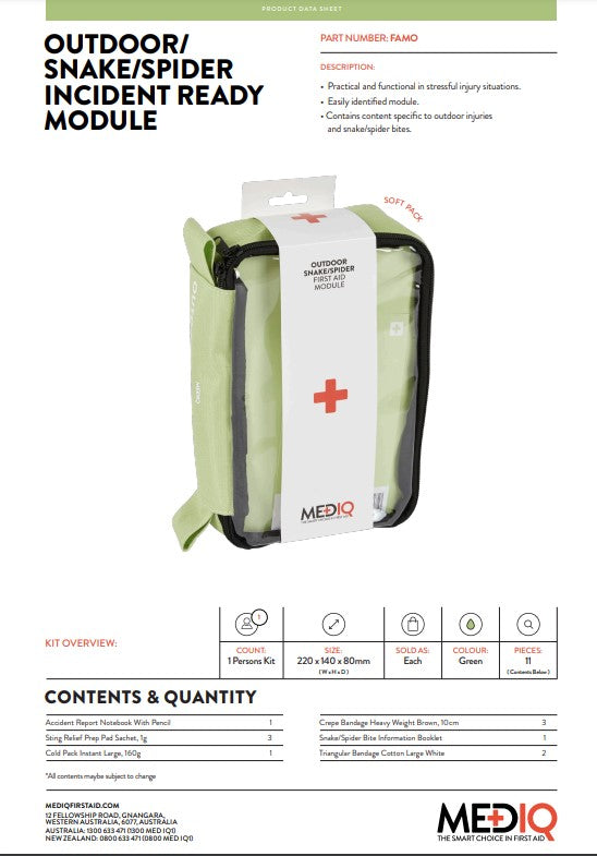 MEDIQ Incident Ready First Aid Outdoor Snake/Spider Module Unit - Soft Pack