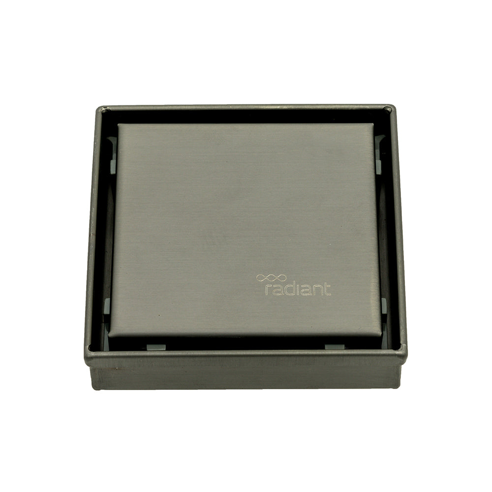 Radiant Gun Metal Grey 316 Stainless Steel Square Tile Insert Shower Grate - 2 Outlet Sizes