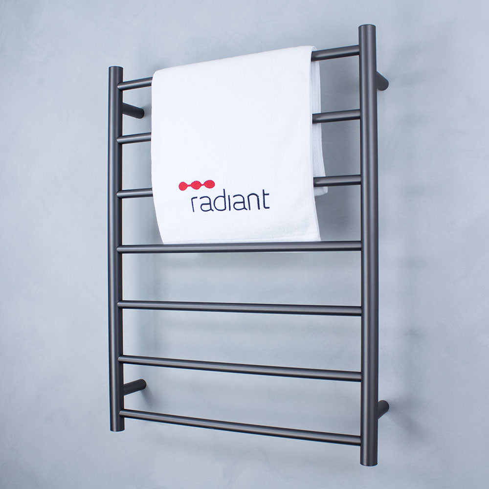 Gun Metal Grey 600 x 800mm Rnd Heated Towel Rail LEFT
