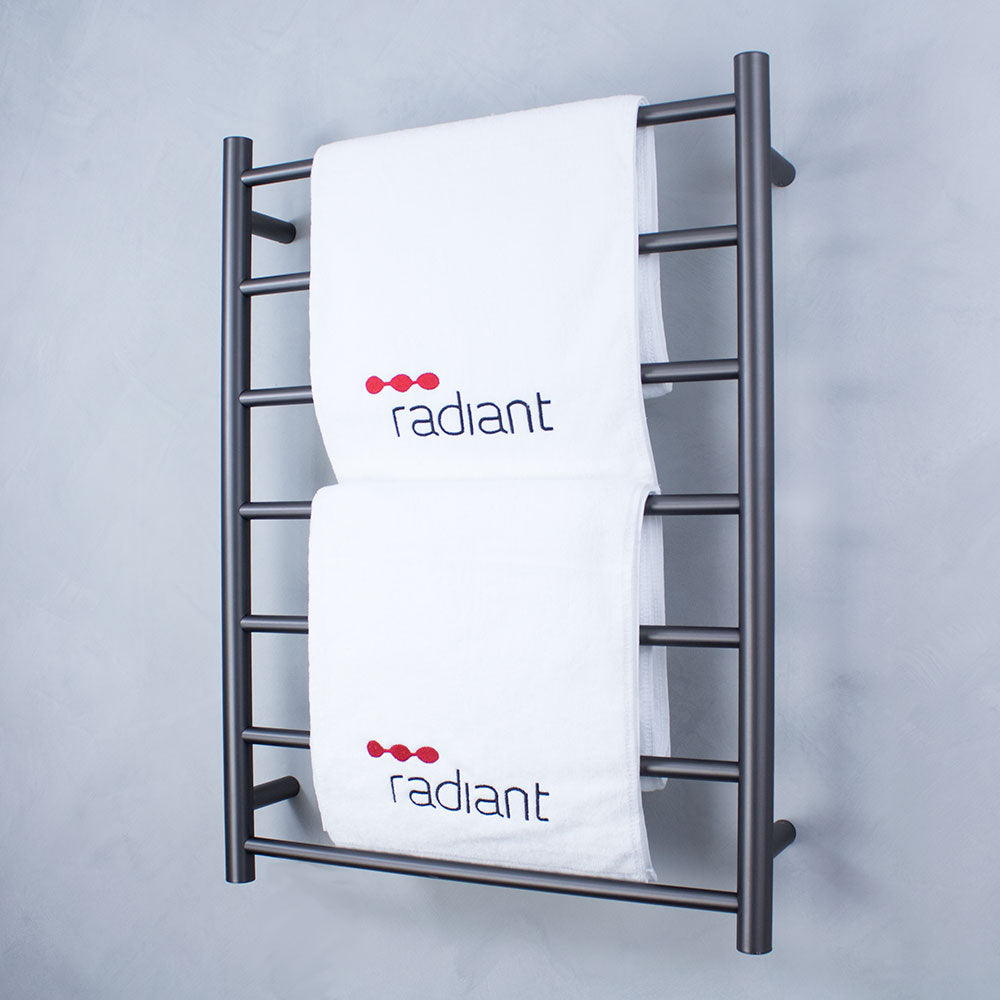 Gun Metal Grey 600 x 800mm Rnd Heated Towel Rail LEFT