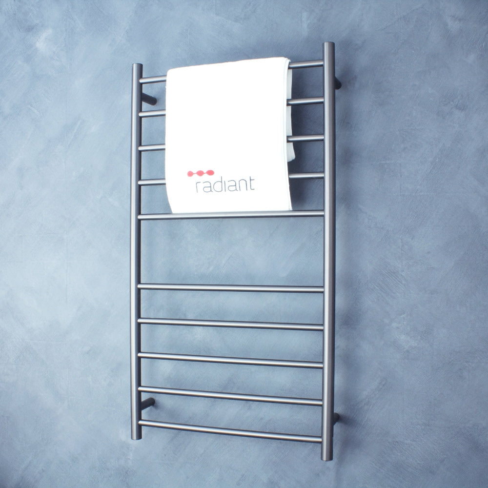 Gun Metal Grey 600 x 1100mm Rnd Heated Towel Rail