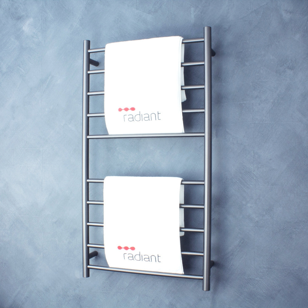 Gun Metal Grey 600 x 1100mm Rnd Heated Towel Rail