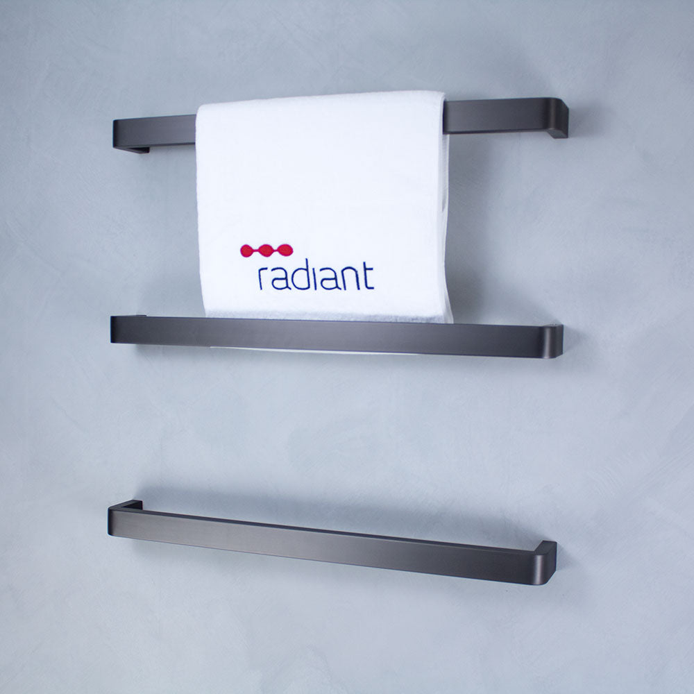 Radiant Single SQUARE WITH ROUNDED ENDS Bar NON-HEATED Towel Rails (NH-VAIL) - Various Widths and Colour Finishes