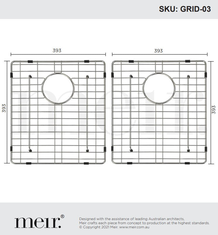 Meir Lavello 2 Piece Protection Grid for Kitchen Sink MKSP-D860440 - 3 Colour Finishes