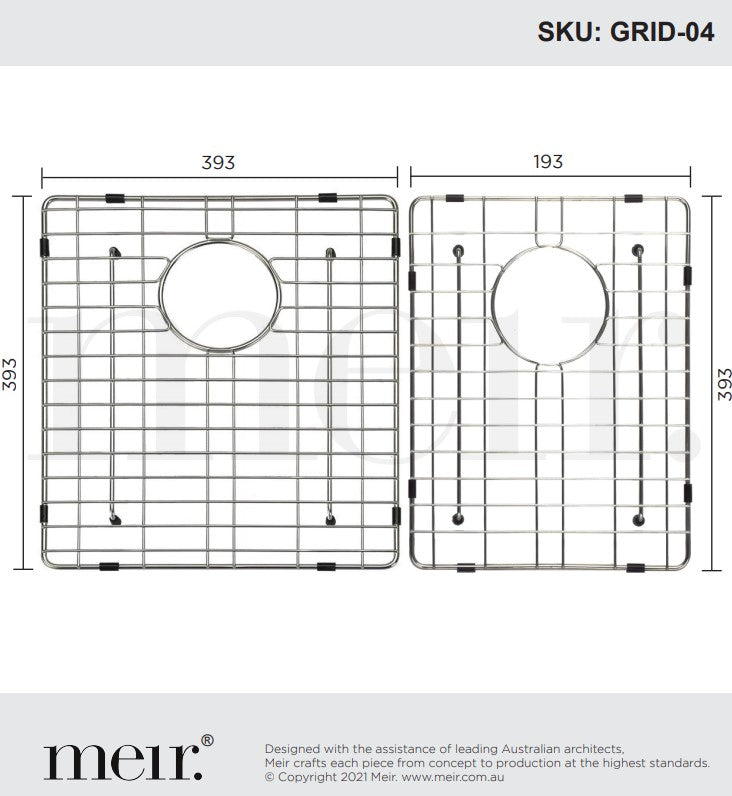 Meir Lavello 2 Piece Protection Grid for Kitchen Sink MKSP-D670440 - 3 Colour Finishes