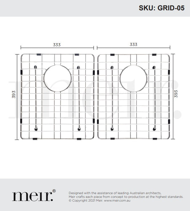 Meir Lavello 2 Piece Protection Grid for Kitchen Sink MKSP-D760440 - 3 Colour Finishes