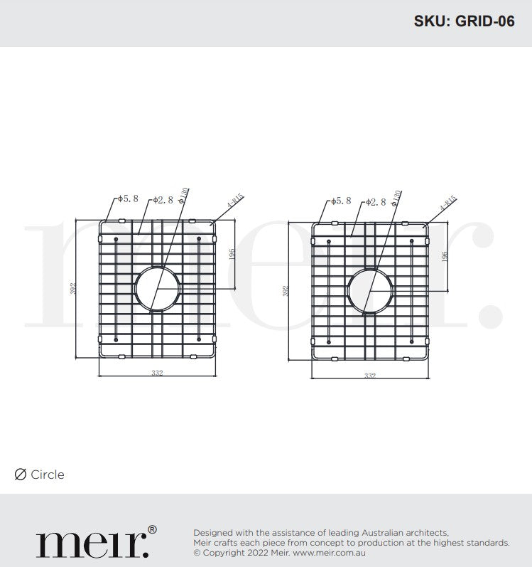 Meir Lavello 2 Piece Protection Grid for Kitchen Sink MKSP-D1160440D - 3 Colour Finishes