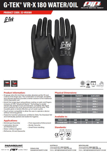 G-Tek Water/Oil Gloves - 3 Size Options