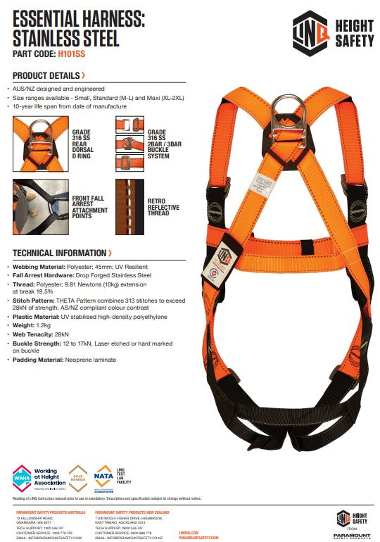 Linq Essential Harness Stainless Steel - 2 Size Options