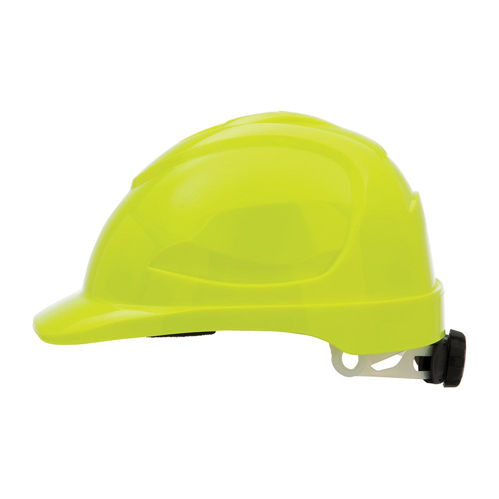 Pro Choice V9 Unvented Polycarbonate Type 2 Hard Hat with Ratchet Harness - Fluro Yellow