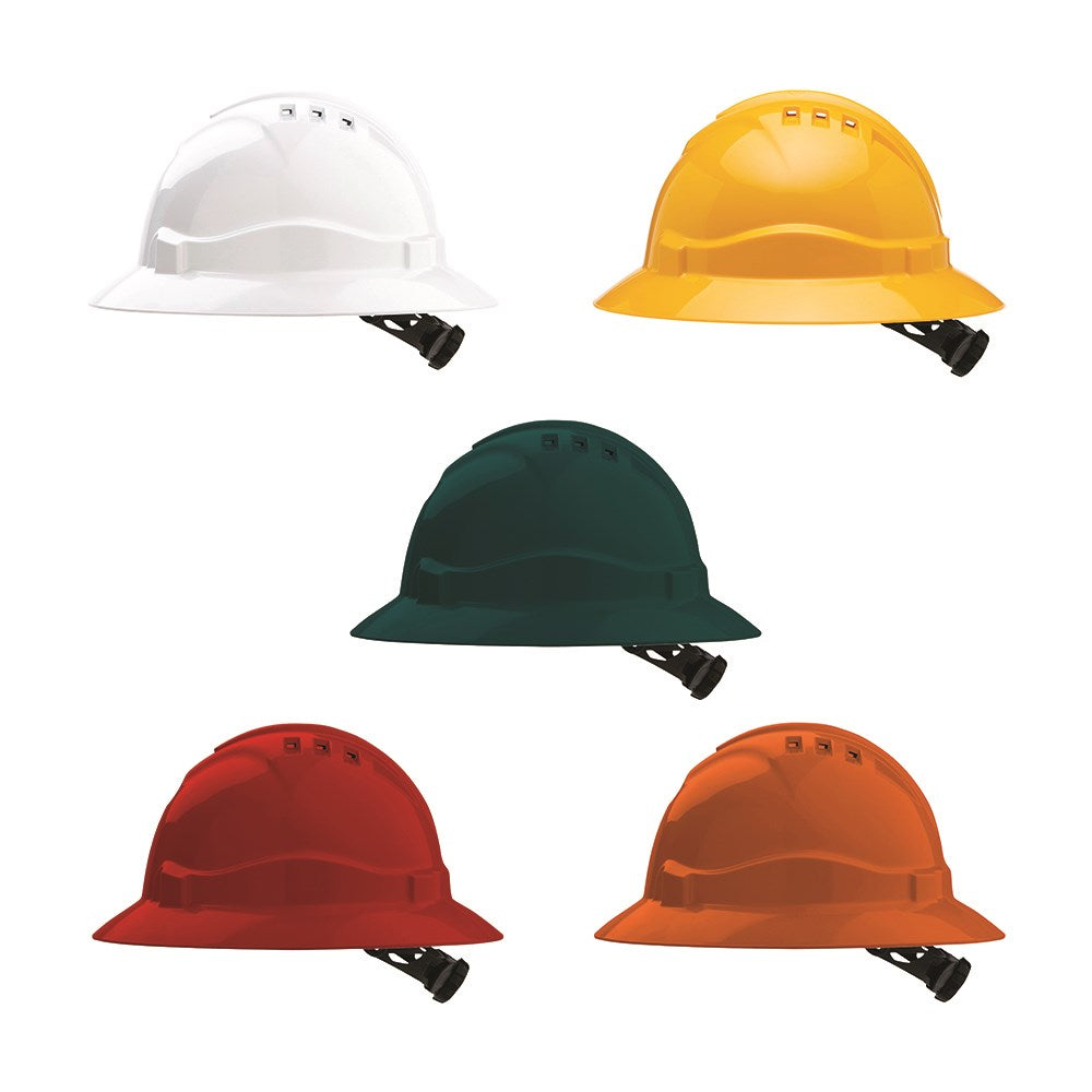 Pro Choice V6 Hard Hat Vented Full Brim Ratchet Harness - 5 Colour Options