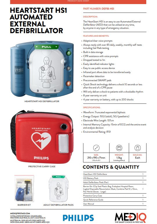MEDIQ Philips Defibrillator Heart Start HS1