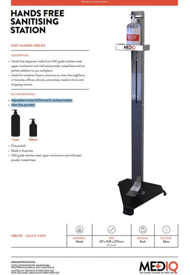 MEDIQ Hand Sanitising Station Foot Operated