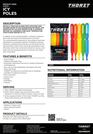 Thorzt Icy Pole Mixed Flavour Multi-Pack Tubes for Refreshing Frozen Rehydration