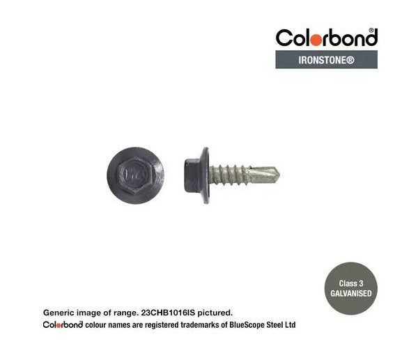 Macsim Hex Washer Face Self Drilling Galvanised PAINTED HEAD Screws - Box of 1000 - Various Sizes and Colours