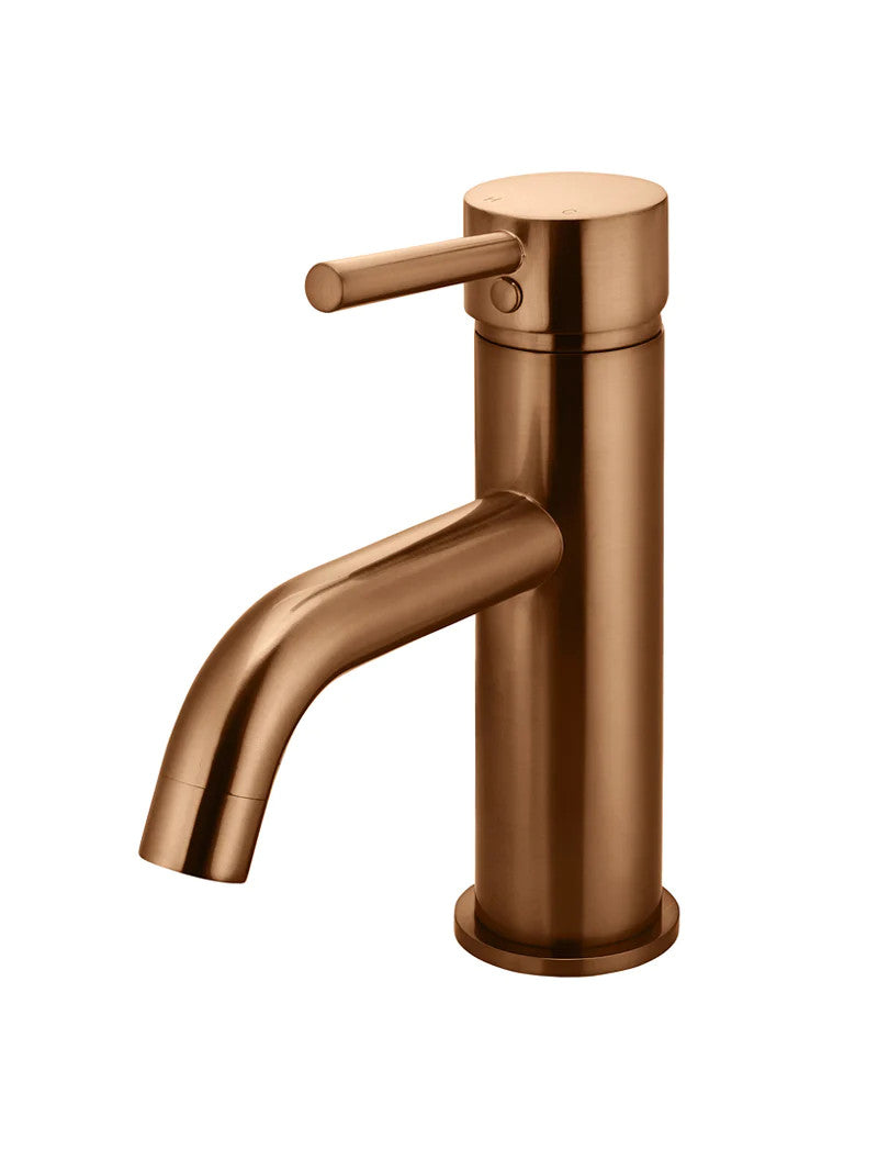 Meir Round Basin Mixer Tap with Curved Spout - Various Colour Finishes
